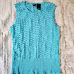 Aqua Cable Knit Sleeveless Cashmere sweater